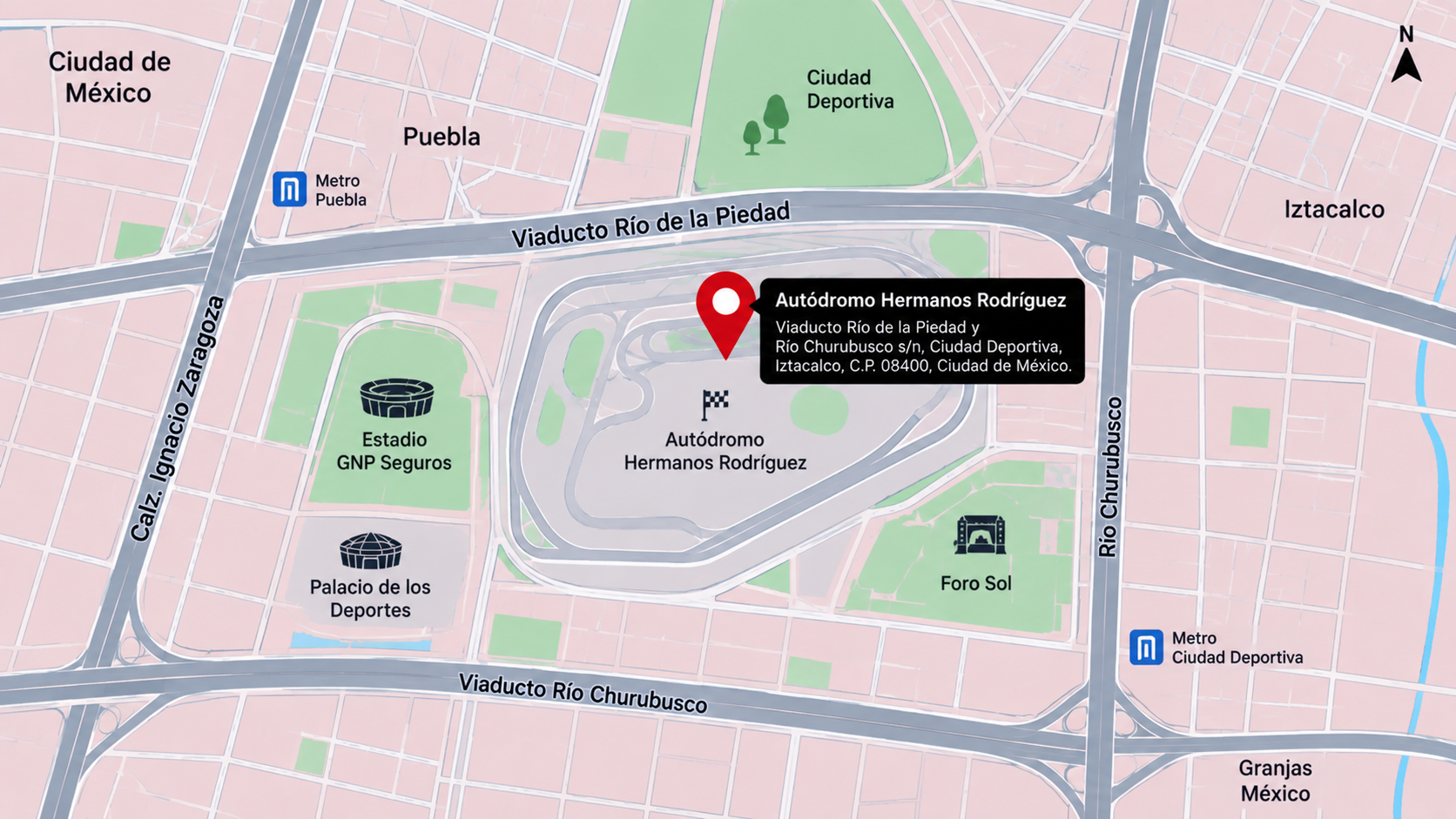 Mapa del recorrido de EDC México 2027 en Ciudad de México, México